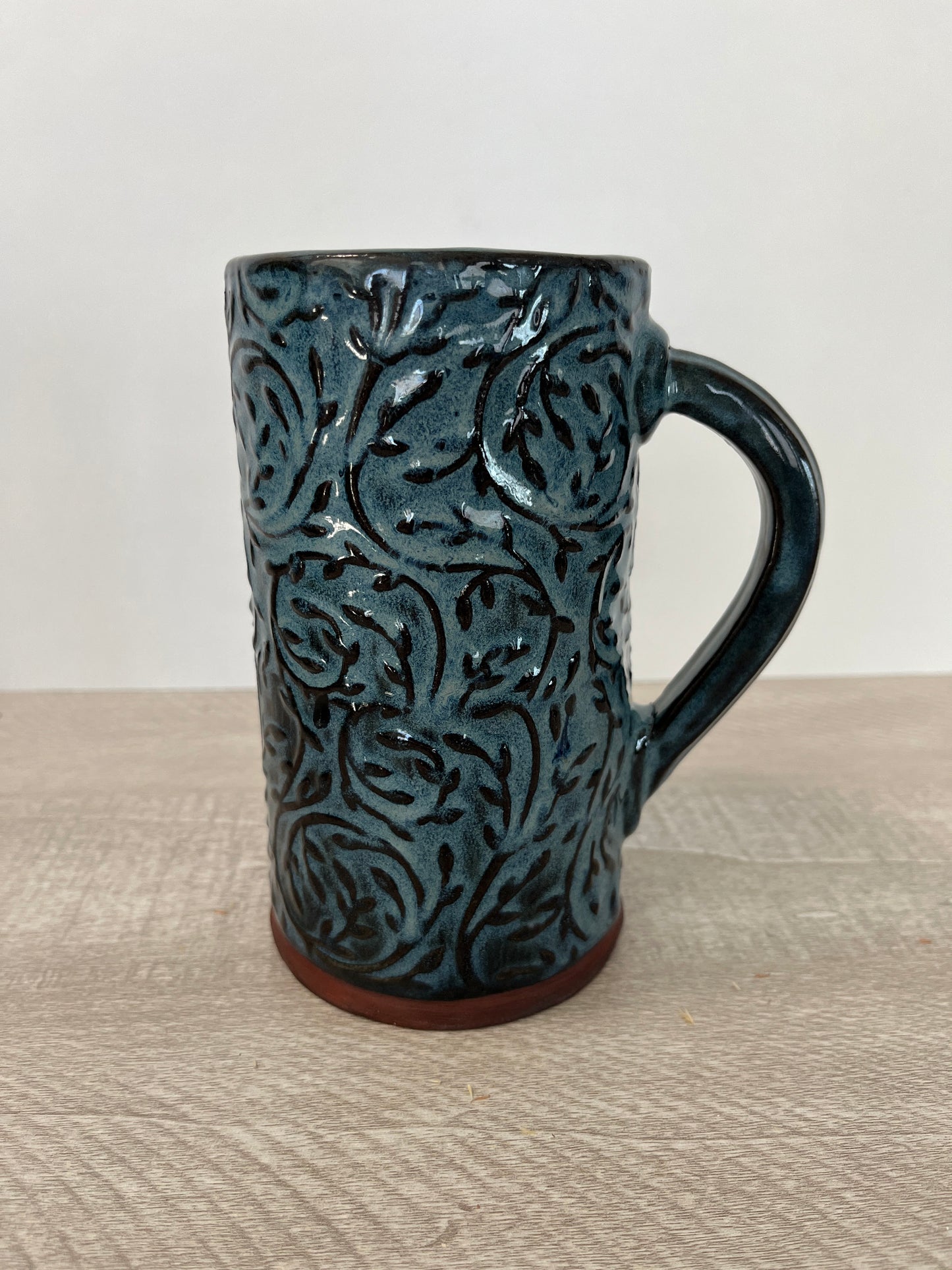 Tall Blue Vine Mug