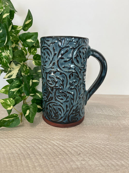 Tall Blue Vine Mug