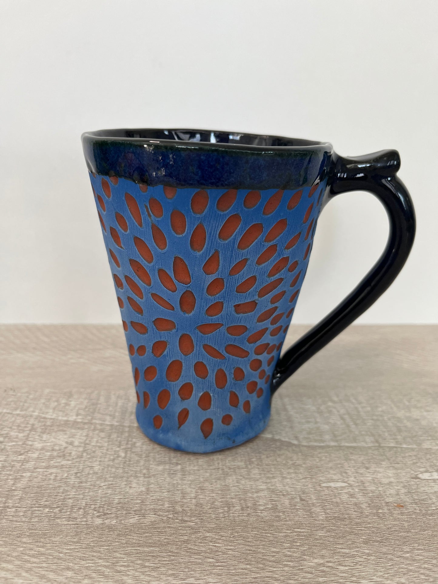 Peacock Mug in Blue and Red