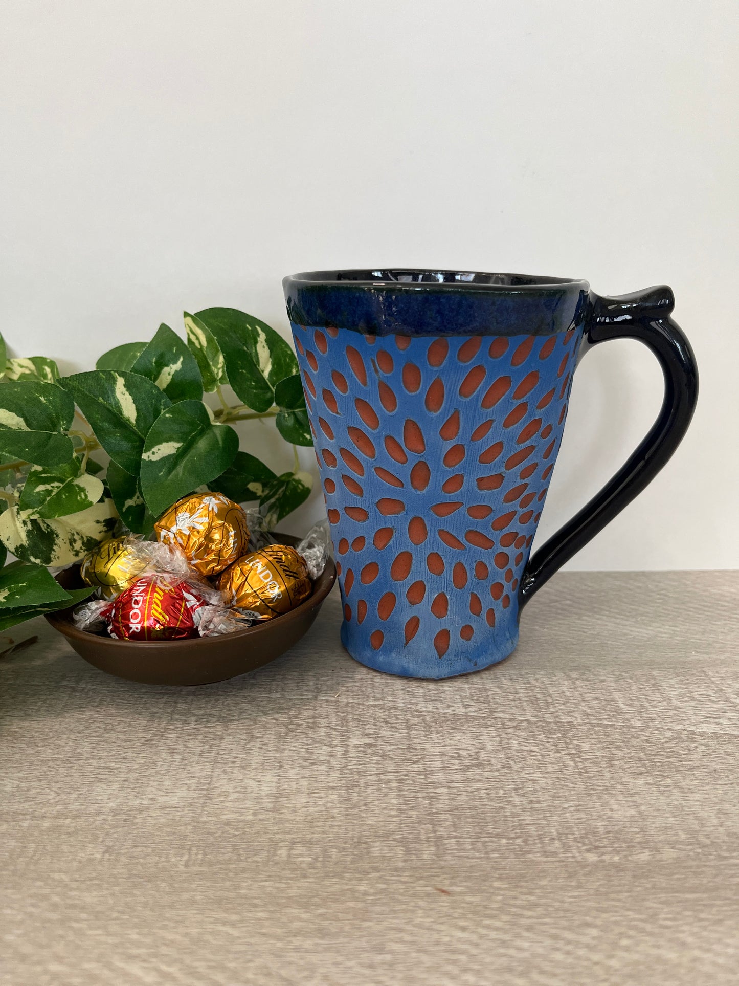 Peacock Mug in Blue and Red