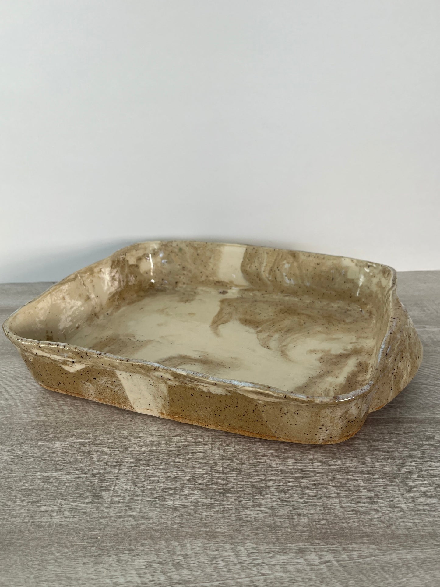 Cream and Brown Tray with handles